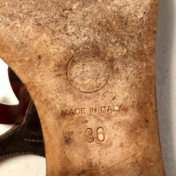 Chanel | brown leather sandals with silver “CC” - Picture 7 of 8